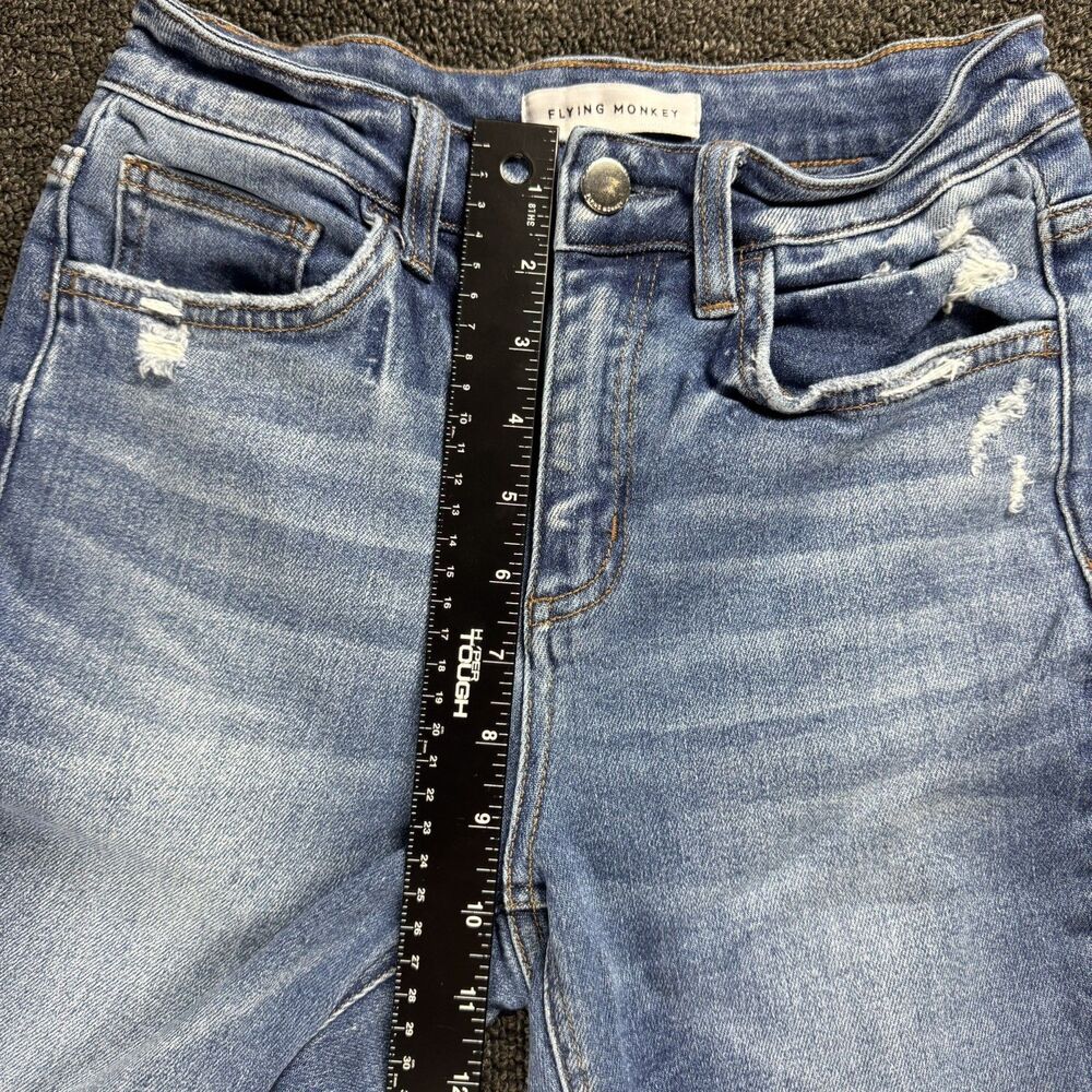 Flying Monkey High Rise Raw Hem Skinny Jeans Women's Size 26 - Picture 11 of 13